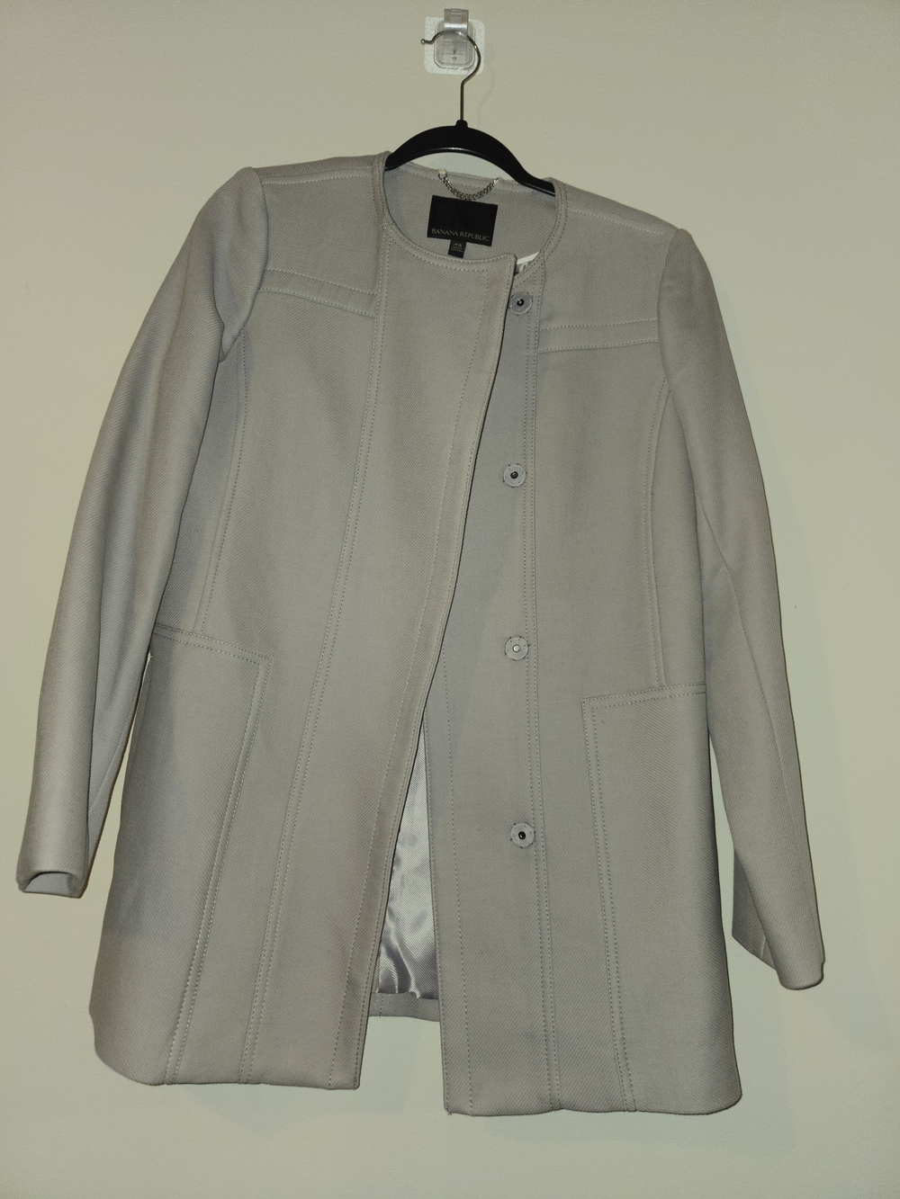 Banana Republic Light Gray Collarless Pea Coat